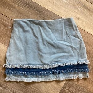 Denim Fringe Skirt